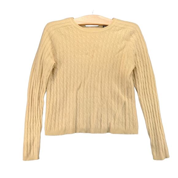 Valerie Stevens Womens 2 Ply Cashmere Cable Knit Sweater Size M Tan - Picture 1 of 11